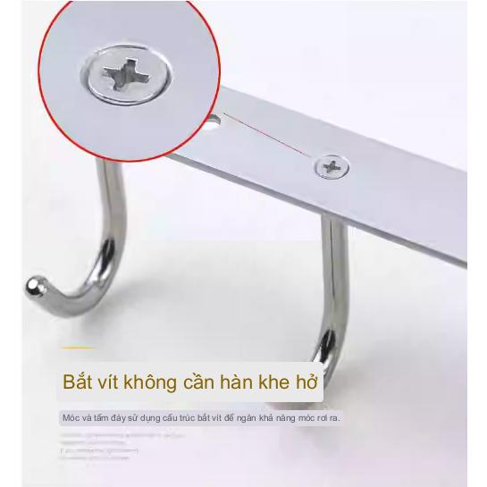 Khay 6 Móc treo dụng cụ dưới tủ bếp không cần khoan Nordic Germany Inox 304 - tặng kèm keo dán ️