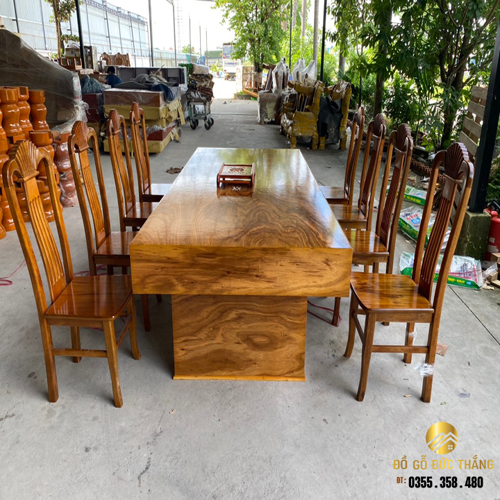 Bàn 10 ghế gỗ cẩm vàng nam phi