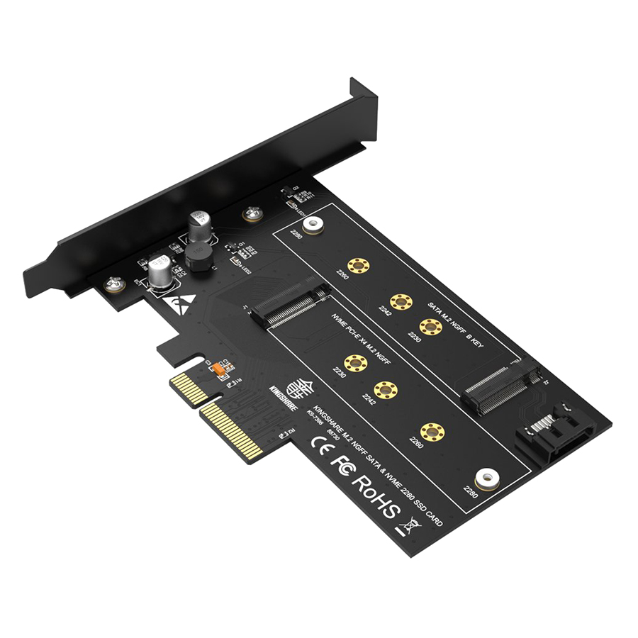 Adapter Kingshare Chuyển Đổi SSD M2 NVMe + M2 sata To PCIe 3.0 x 4 (2 Slot ) - Hàng Nhập Khẩu