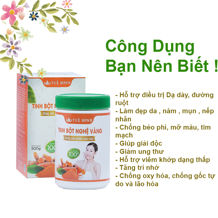 Tinh bột nghệ vàng nguyên chất Tuệ Minh cao cấp 1 hộp 0,5kg