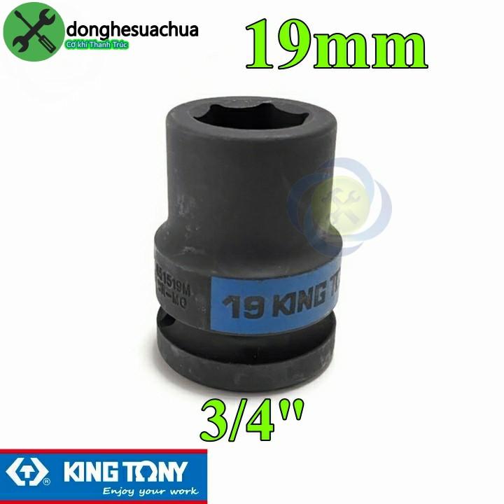 Tuýp 19mm 3/4 Kingtony 651519M loại ngắn 6 cạnh màu đen