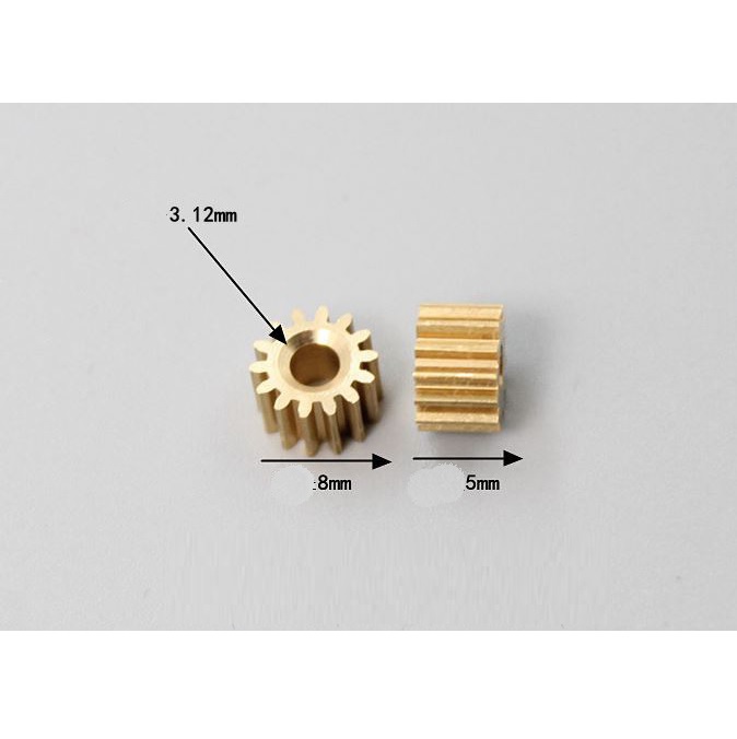 Bánh răng đồng 14 răng lỗ trục 3.17mm dùng để nối trục động cơ