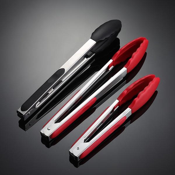 Kẹp gắp thực phẩm cán Inox đầu Silicone chịu nhiệt chống trơn trượt