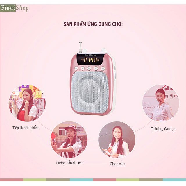 SHIDU SD-S358 BT - Bluetooth, Máy Trợ Giảng 12W, FM, TF Card, Pin 2500mAh- Hàng chính hãng