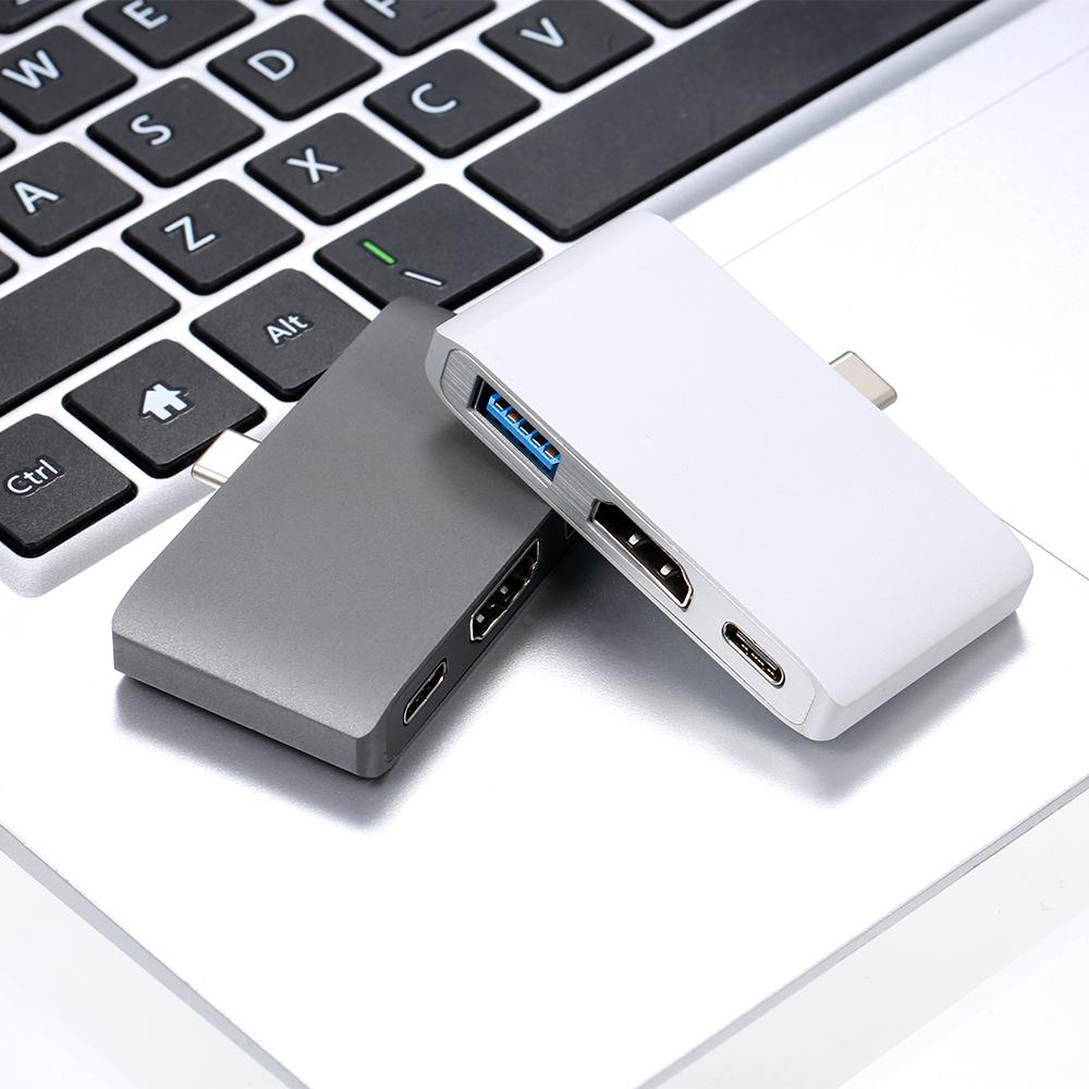 Bộ chuyển đổi đa cổng Type-C sang HD / USB 3.1 Bộ chuyển đổi Hub 3 trong 1 Truyền dữ liệu nhanh 4K UHD cho máy chiếu Điện thoại trình điều khiển USB