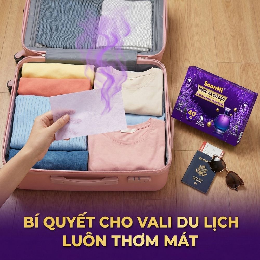 Nước xả cô đặc - Giấy Thơm Quần Áo SoonMi Hương Lavender - Nước Xả Cô Đặc Cho Máy Sấy (Hộp 40 Tờ) - hàng chính hãng