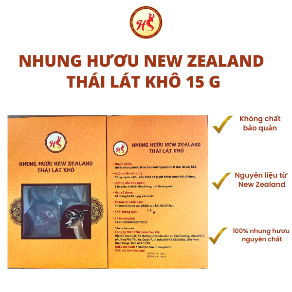 Nhung Hươu Newzealand thái lát khô 15 gram