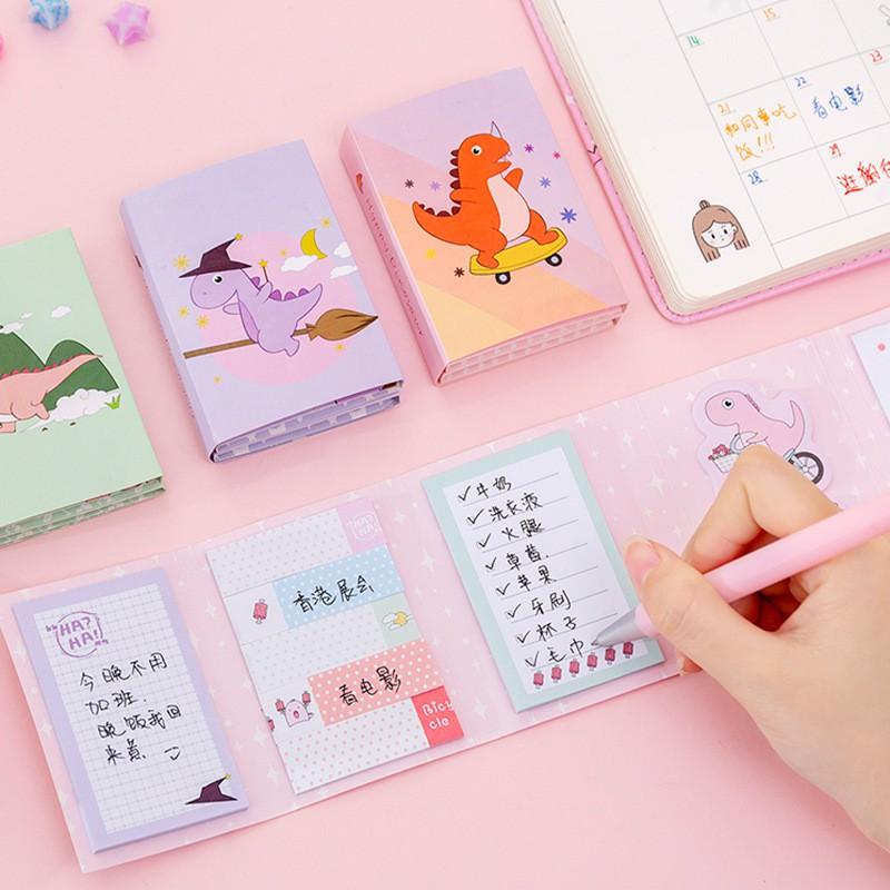 Sổ tay note ghi chú khủng long 4 mẫu dễ thương - Xấp 240 tờ giấy ghi chú cute