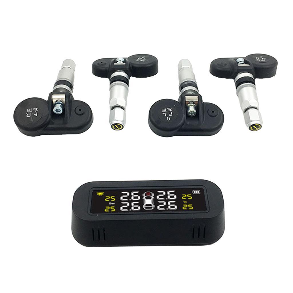 Solar USB  LCD Car Tire Pressure Monitoring System + 4 Internal Sensors Set