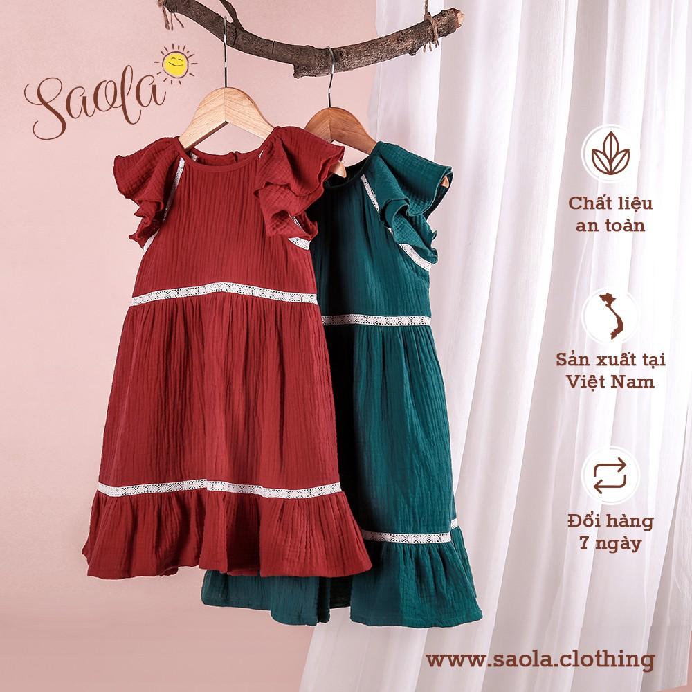 Đầm Bé Gái/ Váy Bé Gái Tay Raglan Ba Tầng Phong Cách Hàn Quốc Điệu Đà - AKI DRESS - DRM007 - SAOLA CLOTHING