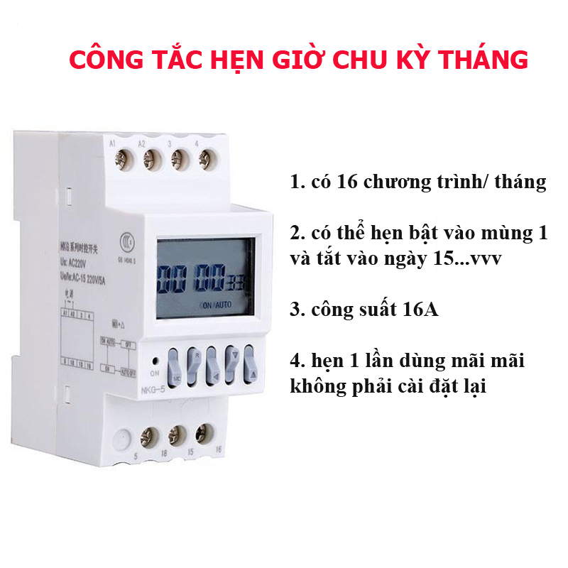 Công tắc hẹn giờ,Timer hẹn giờ chu kỳ tháng BT1-30, hẹn giờ tháng, hẹn giờ 30 ngày