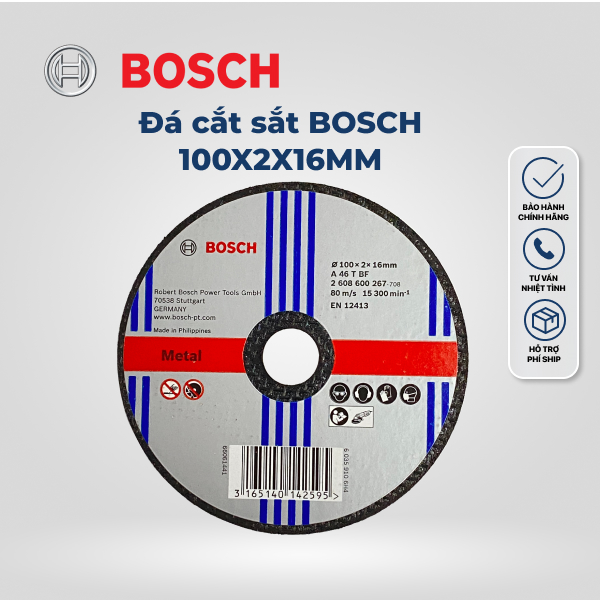 Đá mài, đá cắt sắt BOSCH100X6X16MM