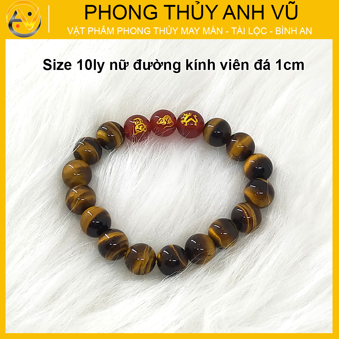 Vòng tay tam hợp thân tý thìn đã khai quang - chất liệu mắt hổ vàng nâu - size 8 10 12ly - may mắn tài lộc - Vòng Tam Hợp Anh Vũ