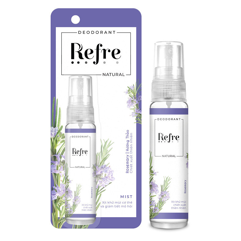 Xịt Khử Mùi Refre Natural Rosemary Hương Hương Thảo (30ml)