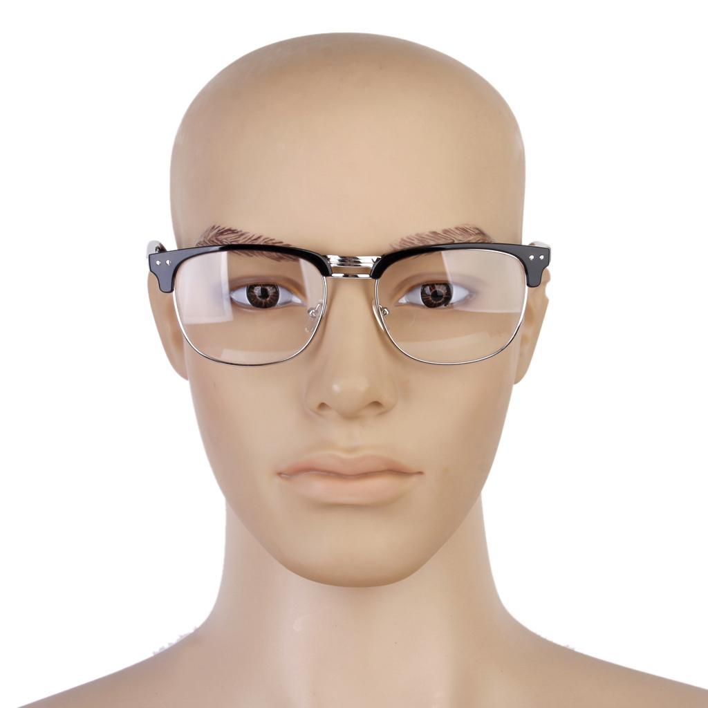 Unisex Retro Vintage Style Eyewear Plain Glasses Eyewear Black Frame