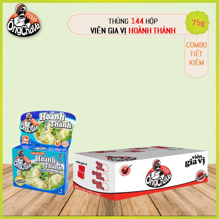 Thùng Viên Gia Vị Hoành Thánh 75gram Ông Chà Và (12 lốc/144 hộp/thùng)