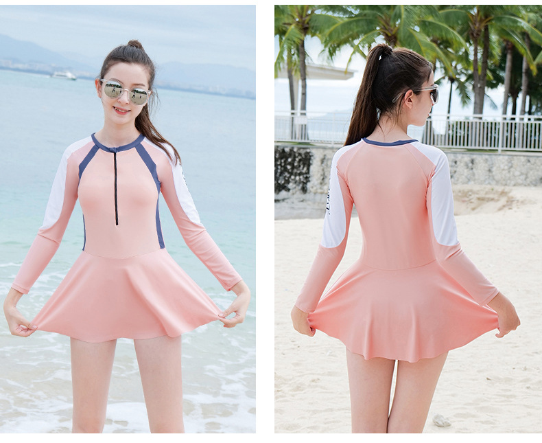Đồ bơi bé gái dáng váy dài tay có size lớn (25-58kg)