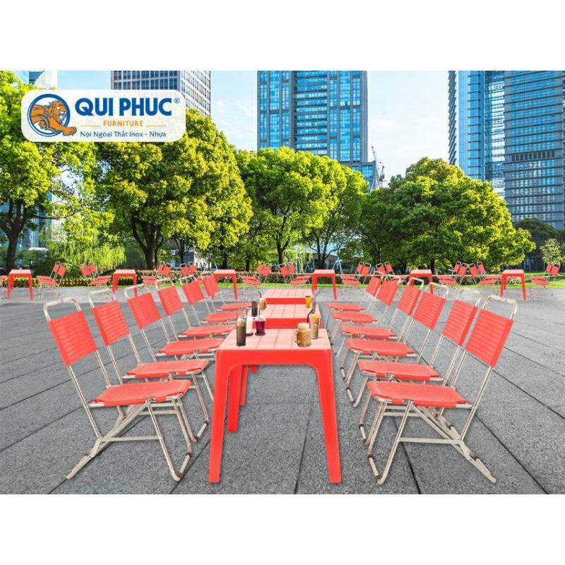 Ghế xếp cafe sườn inox mặt nhựa cao cấp loại 1