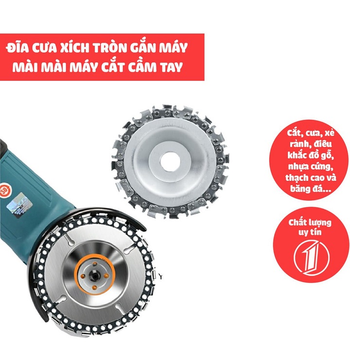 Đĩa cưa xích phay phá gỗ đa năng gắn máy mài 4 inch, 22 mắt siêu cứng