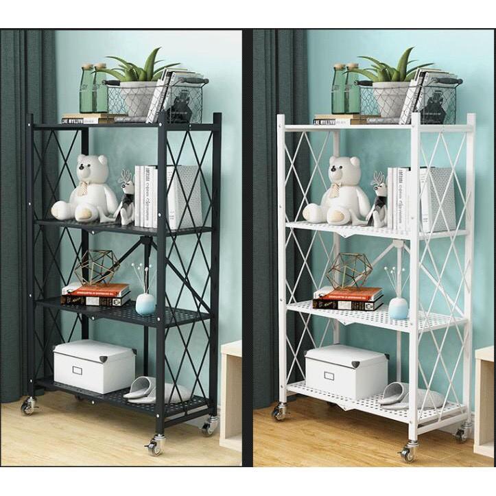 Kệ Sắt Đa Năng 4 Tầng BELLEVIE Kệ Để Đồ Nhà Bếp Gấp Gọn Có Bánh Xe Sơn Tĩnh Điện Cao Cấp