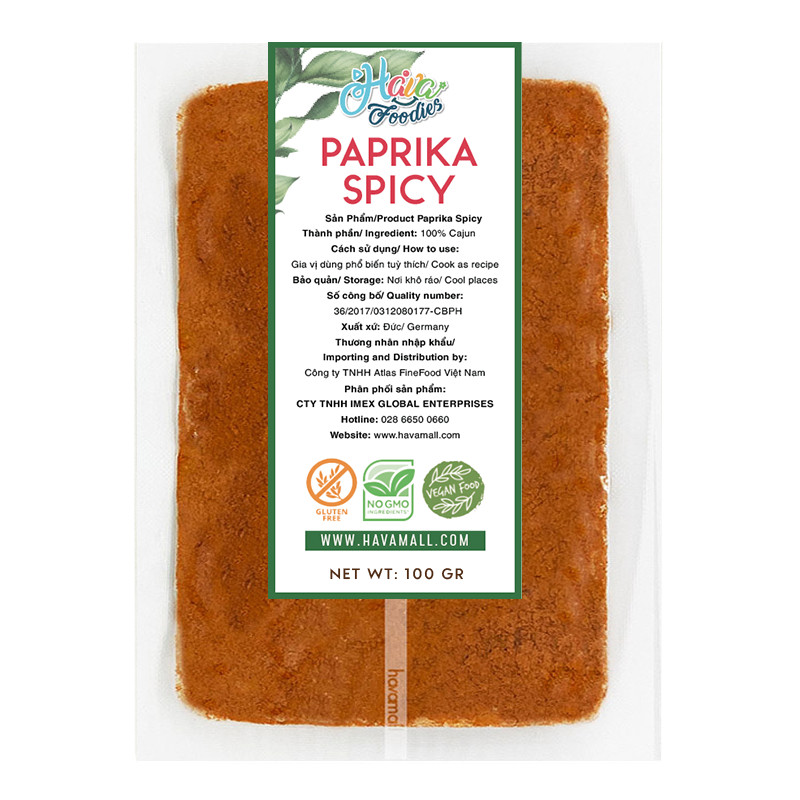 Ớt Bột Paprika Thương Hiệu Hava Foodies Gói 100g