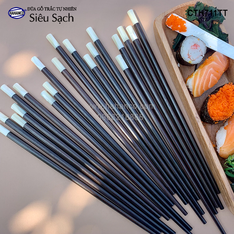 Đũa gỗ trắc tròn đầu ốc biển New Zealand Hàng VIP - đũa gỗ tự nhiên siêu sạch - an toàn cho sức khỏe - CTH711TT - Chopstick of HAHANCO