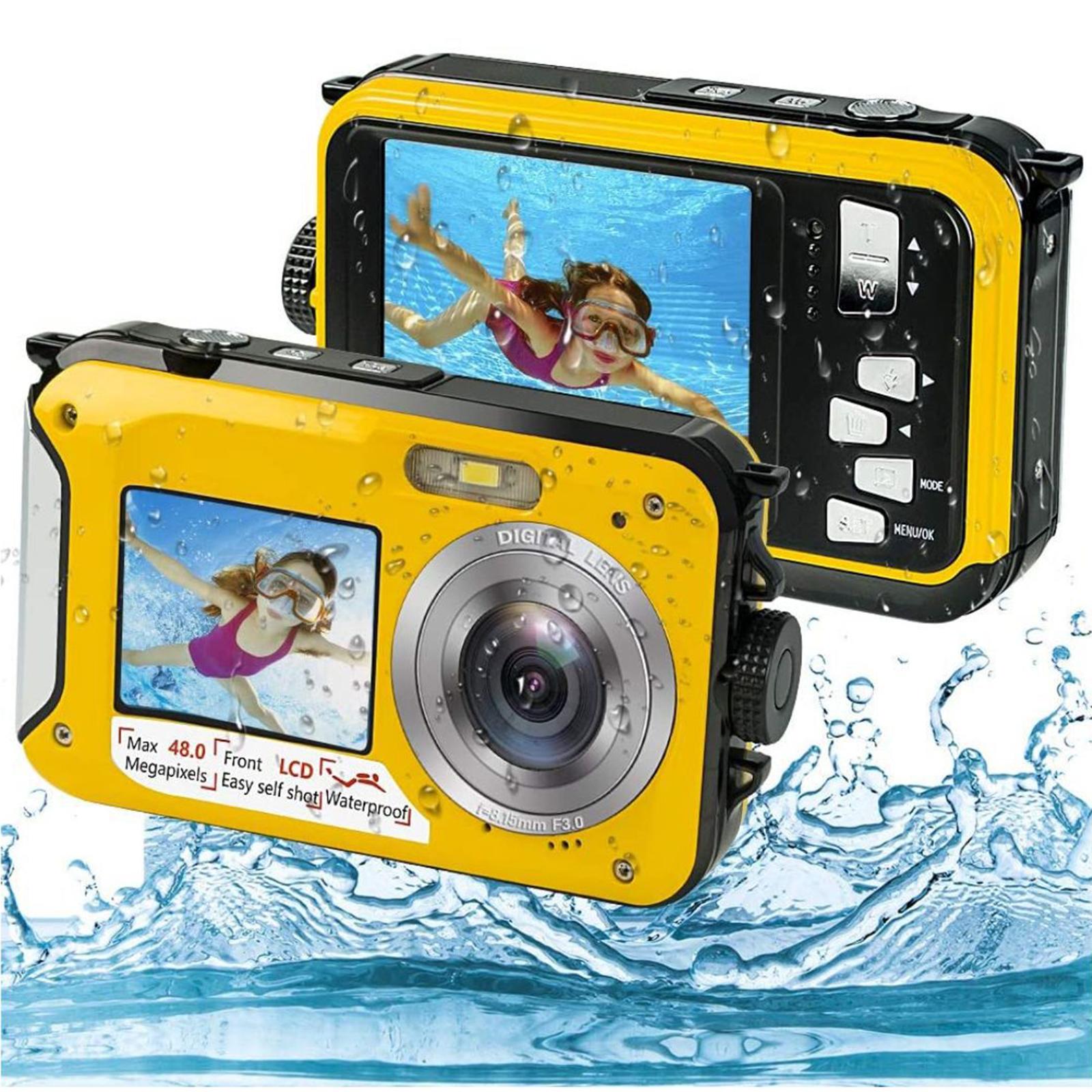 2,7 inch màn hình kép Máy ảnh kỹ thuật số 1080p HD 48MP Trò chơi không thấm nước dưới nước Máy quay video ngoài trời chống lắc cho lặn với ống thở