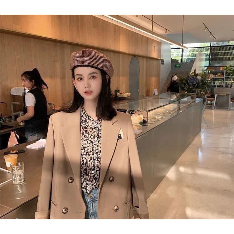 ÁO VEST HAI LỚP ĐEN BE CÚC SỪNG