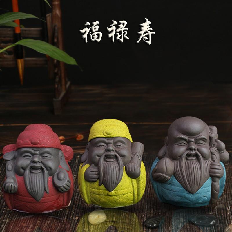 Bộ tượng Tam đa Phúc Lộc Thọ mini nhiều mẫu bằng gốm tử sa, tượng trang trí phong thủy bàn làm việc, bàn trà