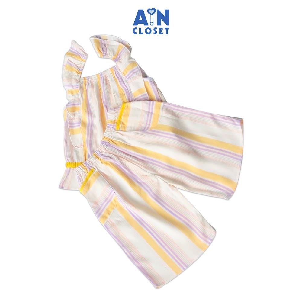 Bộ quần áo ngắn bé gái Caro xanh cotton size nhí - AICDBG89NVYE - AIN Closet