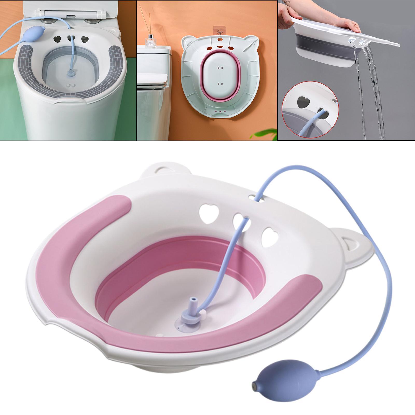 Foldable Sitz Bath Toilet Seat with Flusher Postpartum Hemorrhoids for Pregnant Women Elderly