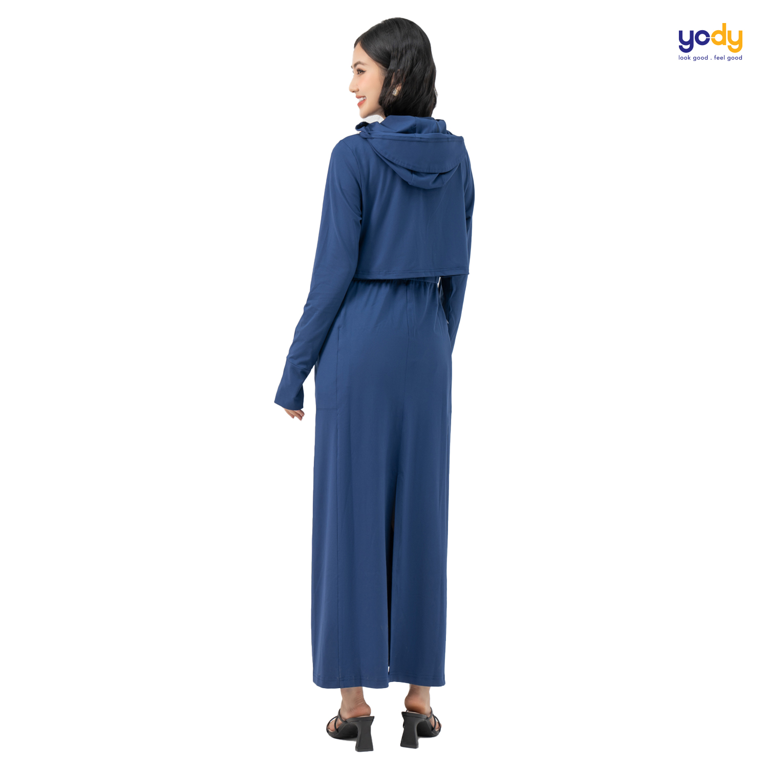 Áo chống nắng nữ YODY dáng dài xẻ tà, phối lưới thoáng khí, chất vải chống tia UV ACN6010