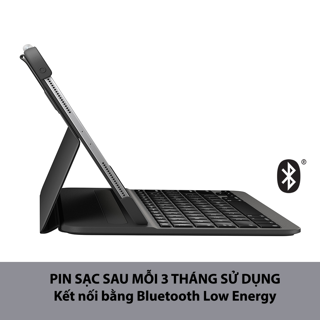 Bao da kèm bàn phím Logitech Slim Folio dành cho iPad Pro 11 | 12.9 inch (2018) - kết nối Bluetooth, pin 3 tháng/lần sạc - Hàng chính hãng