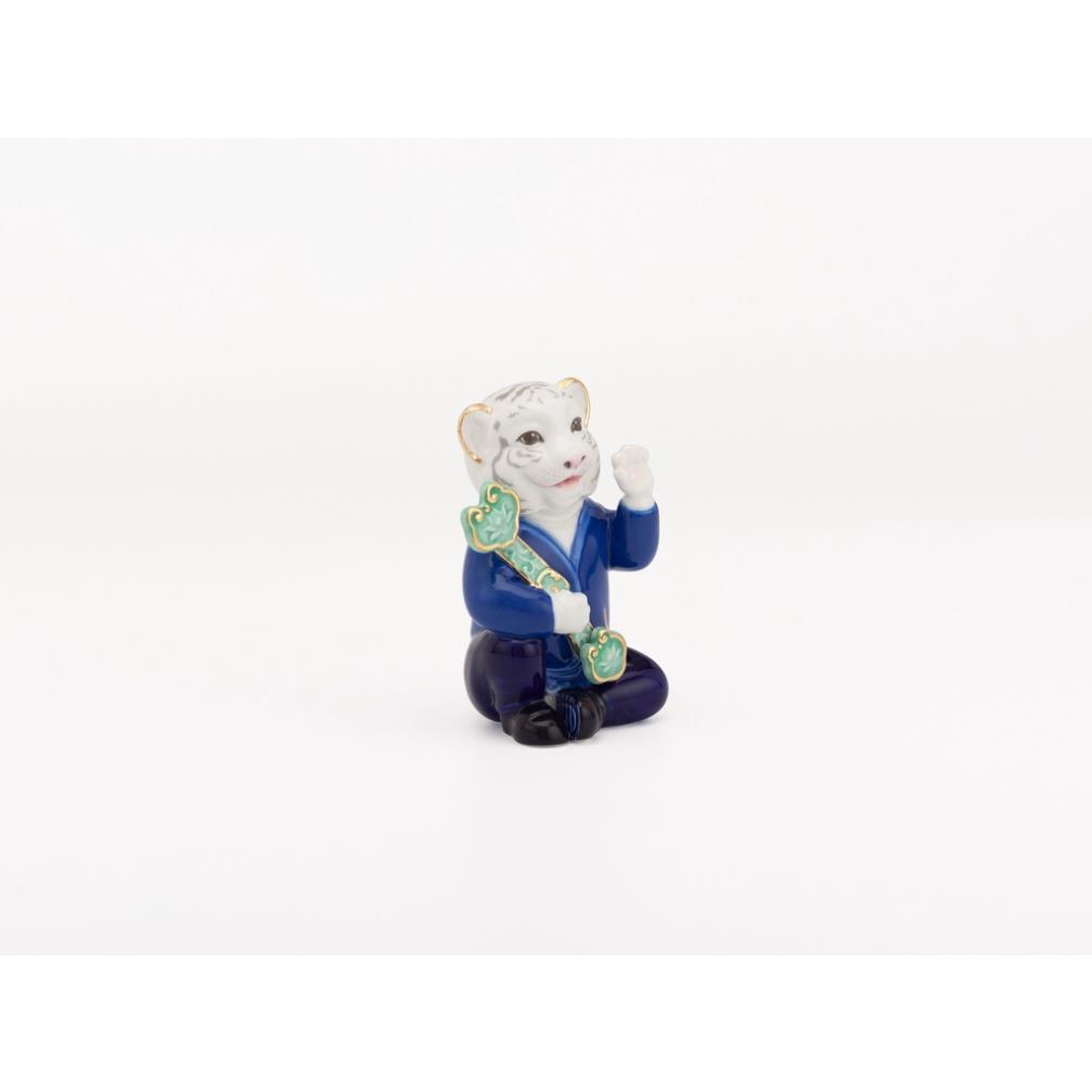 Hổ Như Ý 9.6cm Minh Long Màu xanh dương - Trang trí Vàng