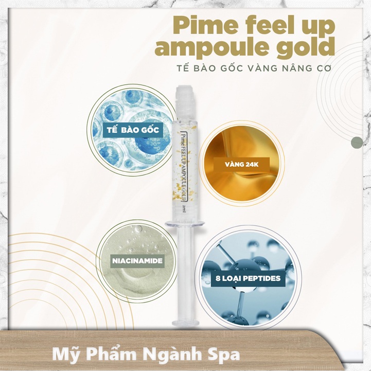 Tế bào gốc vàng 24k trẻ hóa nâng cơ Pime Feel Up Ampoule Gold (lẻ ống 2ml)