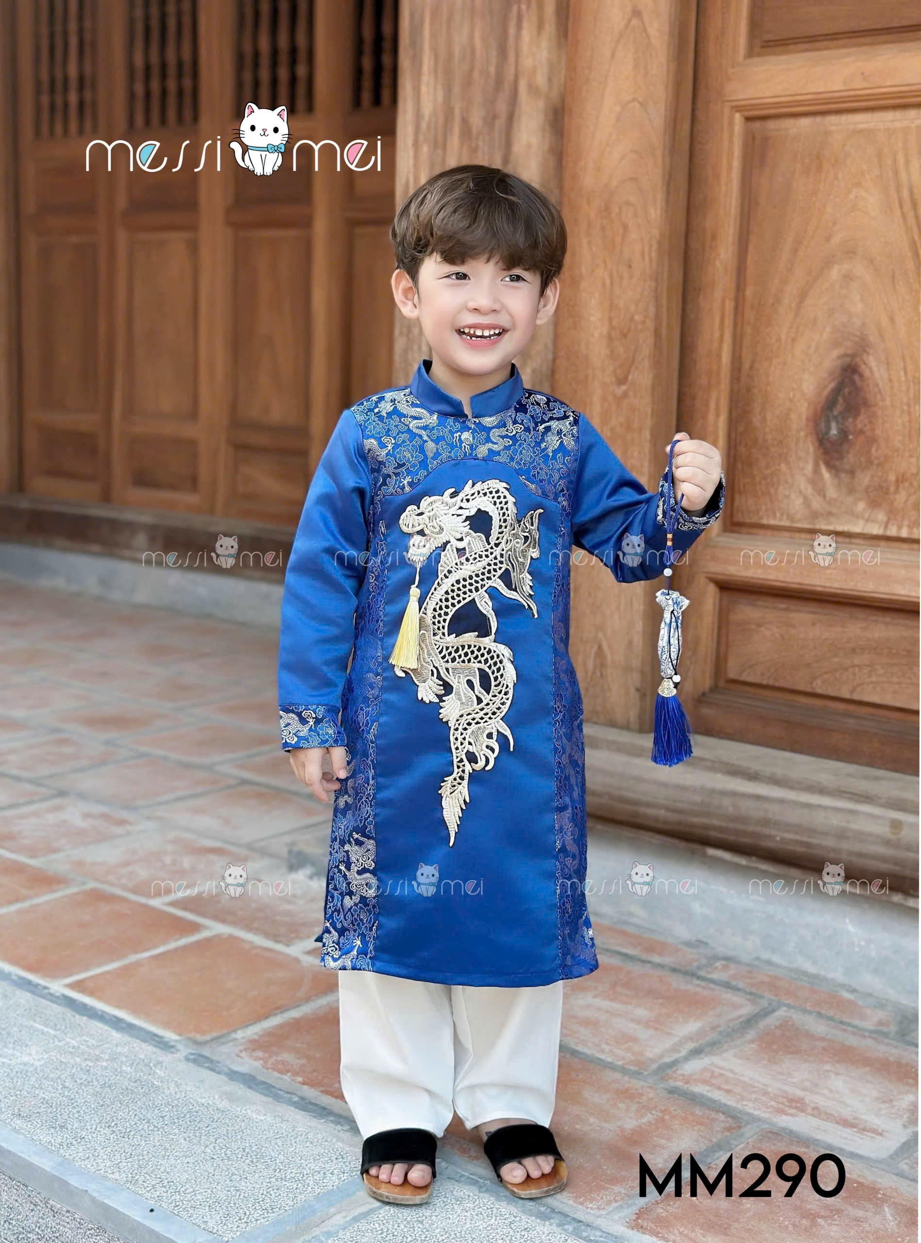 Bộ áo dài cho bé trai mẫu Thanh Long diện lễ tết noel giáng sinh năm mới từ 8-40kg hàng thiết kế cao cấp