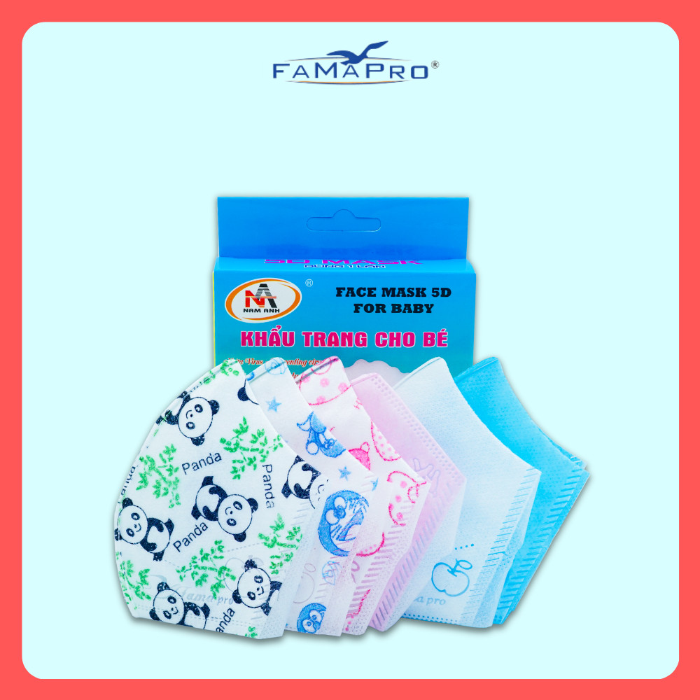 [HỘP - FAMAPRO 5D BABY] - khẩu trang y tế trẻ em kháng khuẩn 3 lớp Famapro 5D Baby (10 cái/ hộp) - 1 HỘP