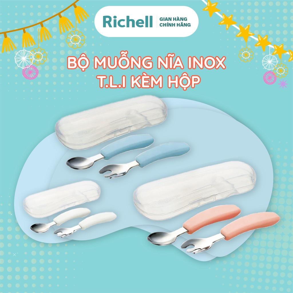 Bộ muỗng nĩa inox TLI kèm hộp Richell Nhật Bản | Baby