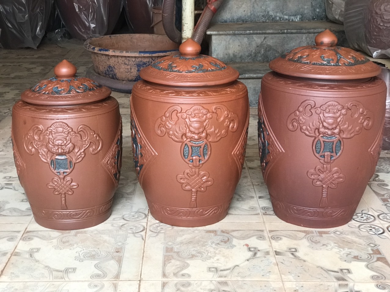 Hũ sành đựng rượu gạo gốm sứ Bát Tràng loại 25L