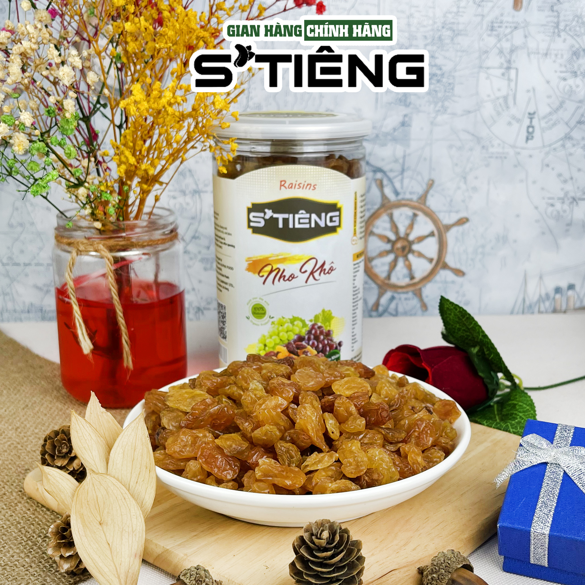 500Gr Nho Vàng Không Đường STIÊNG Chuẩn Vị