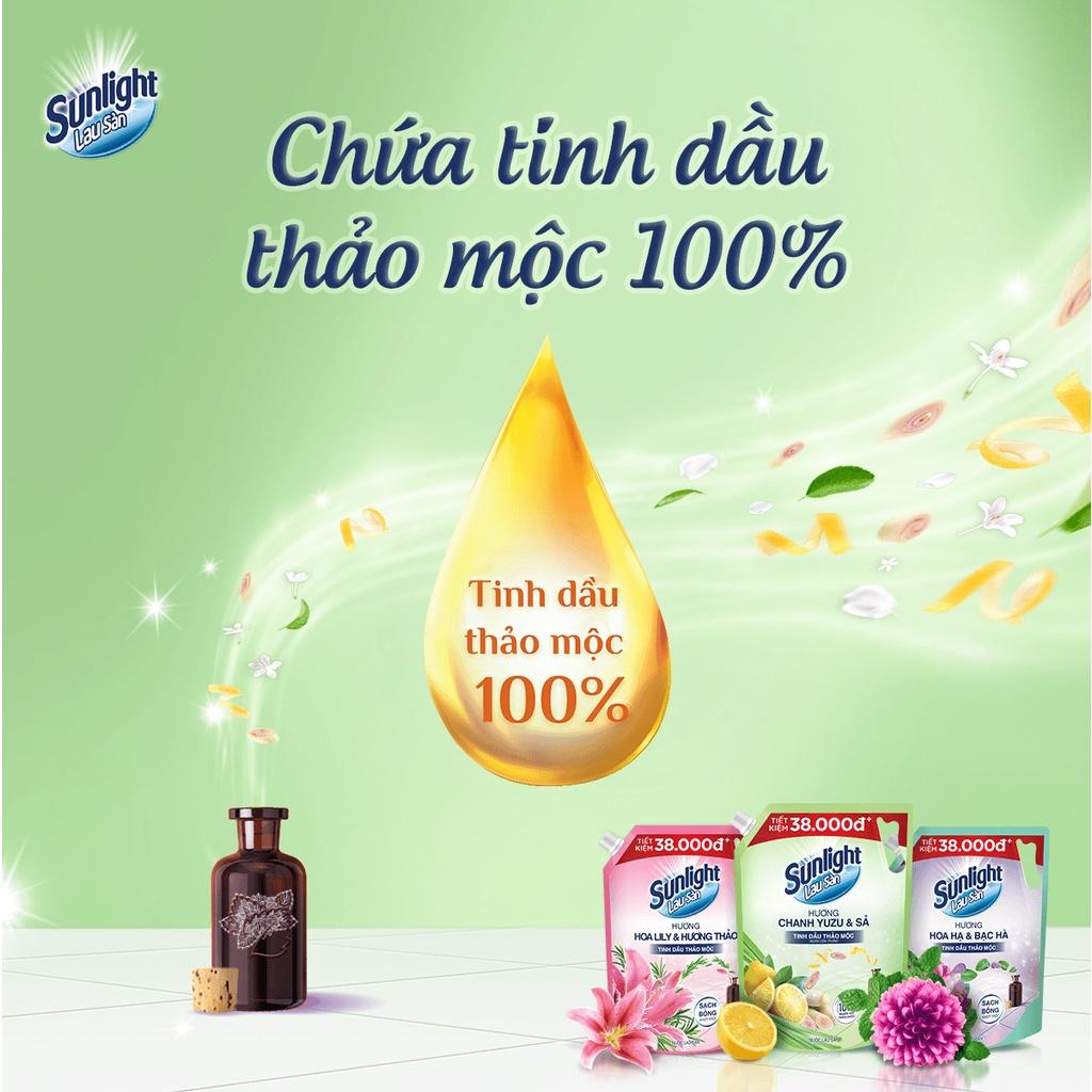 Combo 2 Nước lau sàn Sunlight Thiên nhiên chiết xuất Chanh Zuzu & Sả túi 3.4Kg x2