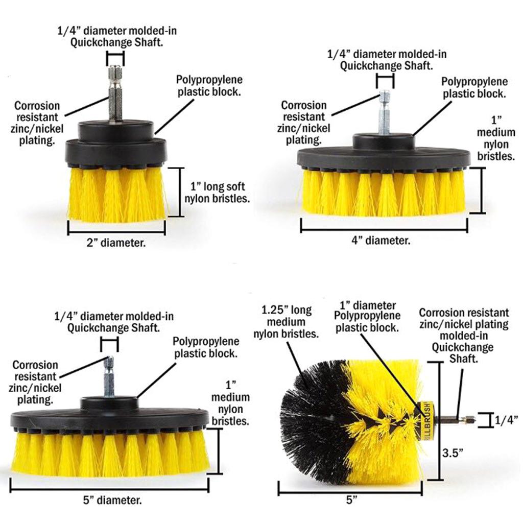 3PCS 2/4/5inch Tile Grout Cleaning Drill brush Scrub Brush Drill Kit