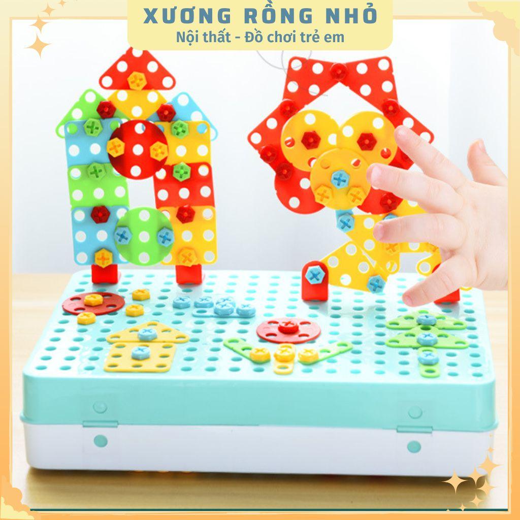Đồ chơi trí tuệ lắp ráp bắt ốc vít, bộ lắp ghép sáng tạo building block,set gồm cả máy bắt vít và tua vít, hàng đẹp