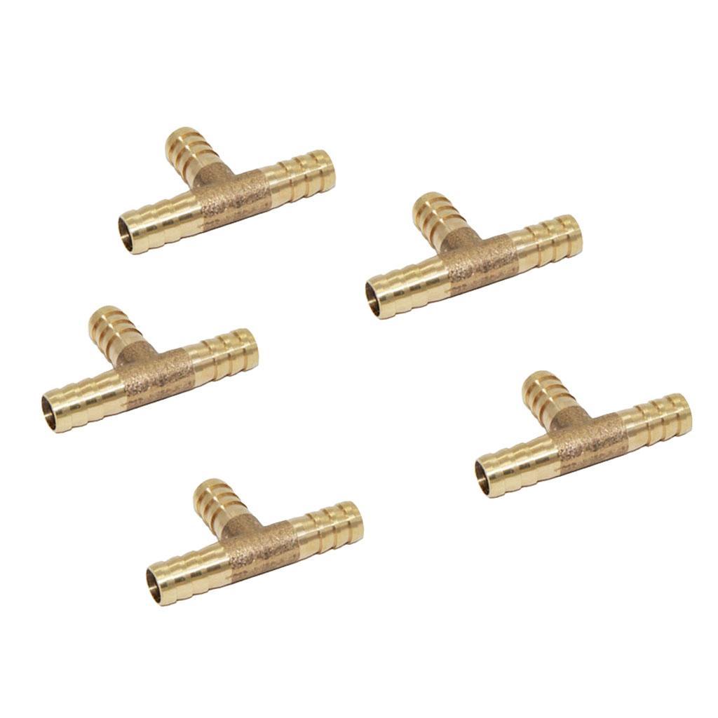 3-5pack 5pcs Brass T Type Joiner Fuel Hose Joiner Tee Connector Air Water Gas