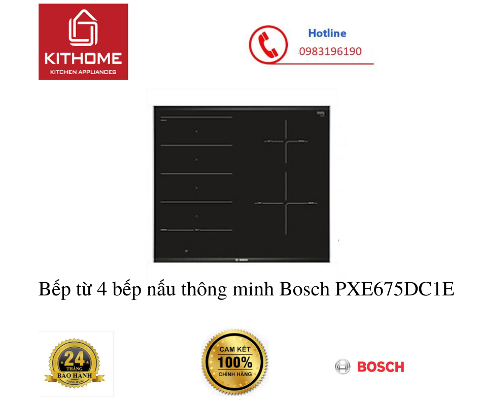 Bếp từ 4 bếp nấu thông minh Bosch PXE675DC1E - Hàng chính hãng