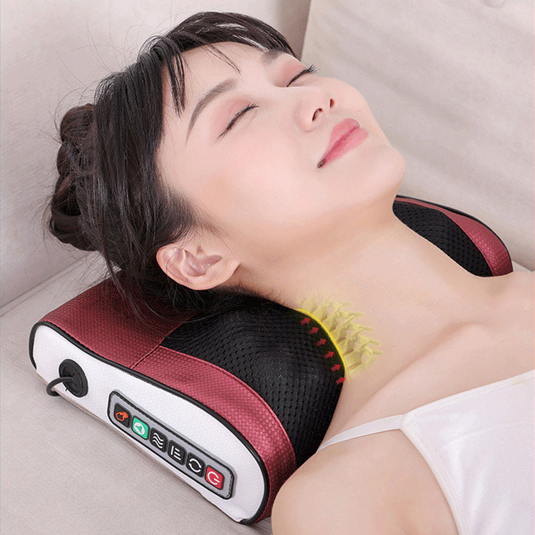 Gối massage cổ vai gáy, máy massage hồng ngoại 20 bi cao cấp