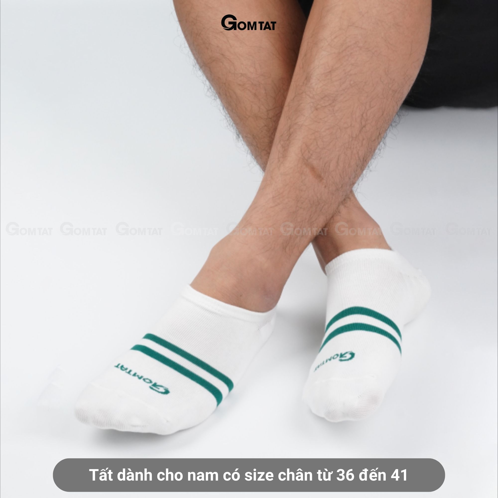 Combo 5 Đôi Tất Cổ Ngắn Nam Nữ GOMTAT Mẫu 2 Sọc Ngang, Vớ Cổ Thấp Unisex Chất Liệu Cotton Cao Cấp - GOM503-2SOC-CB5