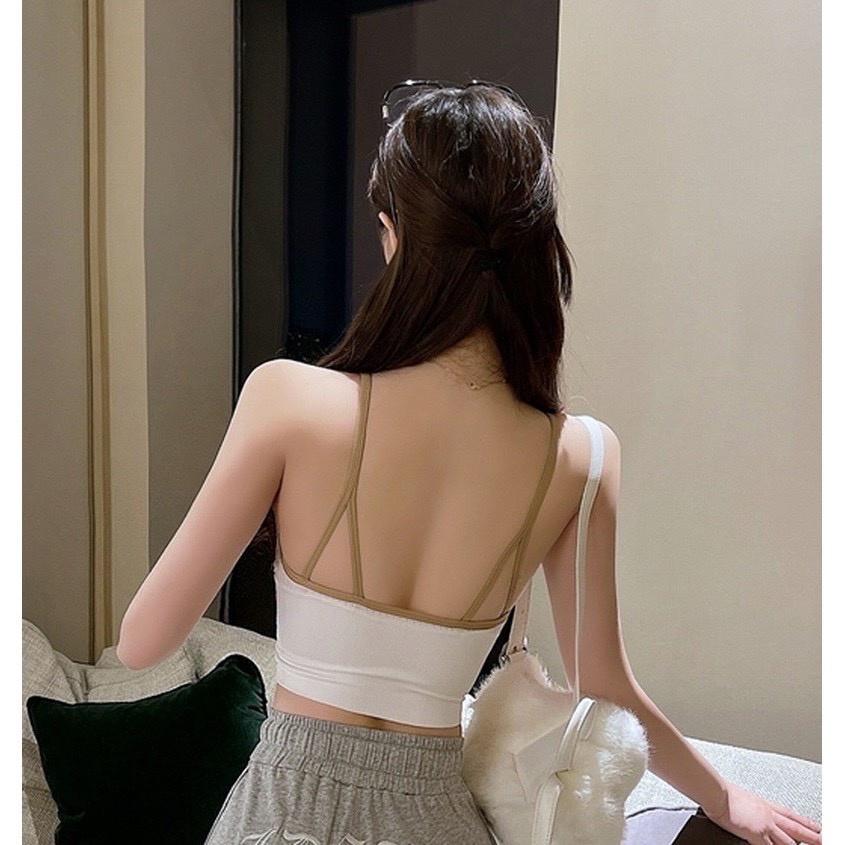 M60. ÁO BRA NỮ - ÁO 2 DÂY - ÁO CROPTOP NỮ ĐI BIỂN KHÓA TRƯỚC CHẤT ĐẸP KEM MÚT LÓT CAO CẤP
