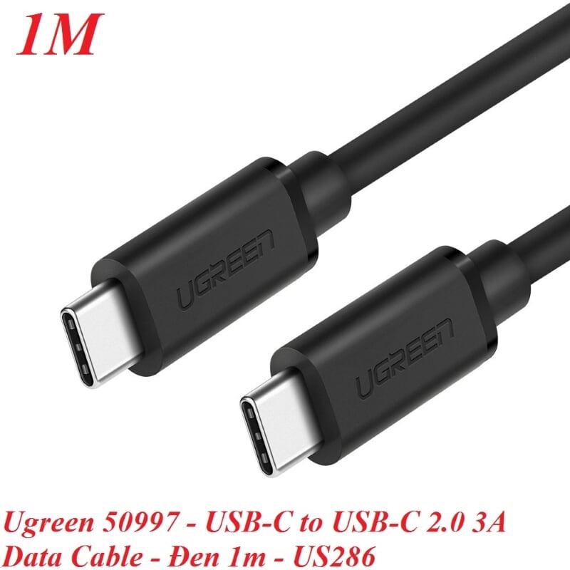 Ugreen UG50997US286TK 1M màu đen Dây USB 2 đầu Type C - HÀNG CHÍNH HÃNG