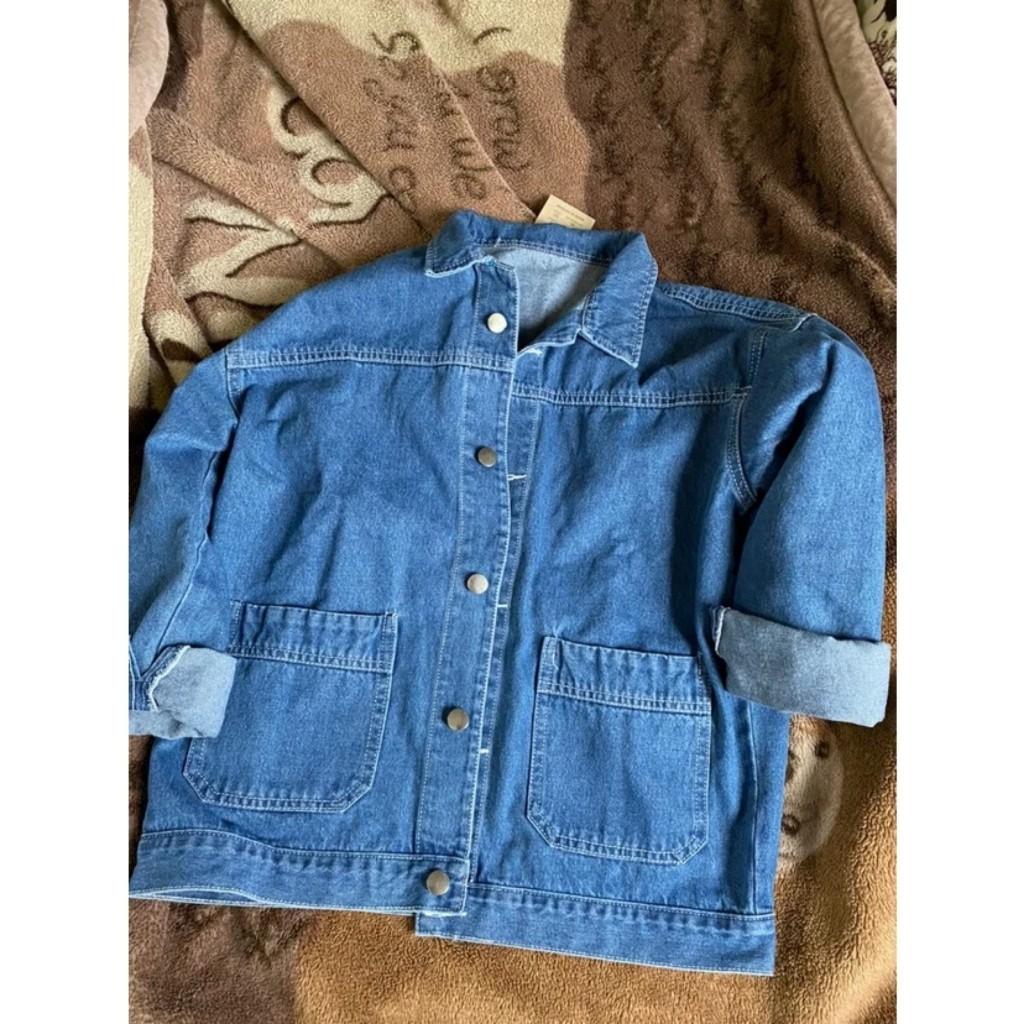 Áo khoác jean nữ rẻ túi vuông dưới tà phối đẹp chuẩn shop-A3148 - Như hình